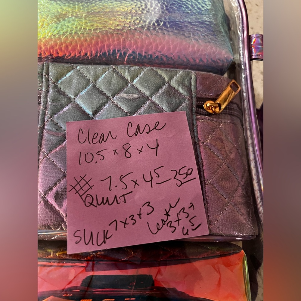 COSMETIC BAG zipper case set 4 pc satchel plus zip top bags iridescent combo NEW - Picture 9 of 9